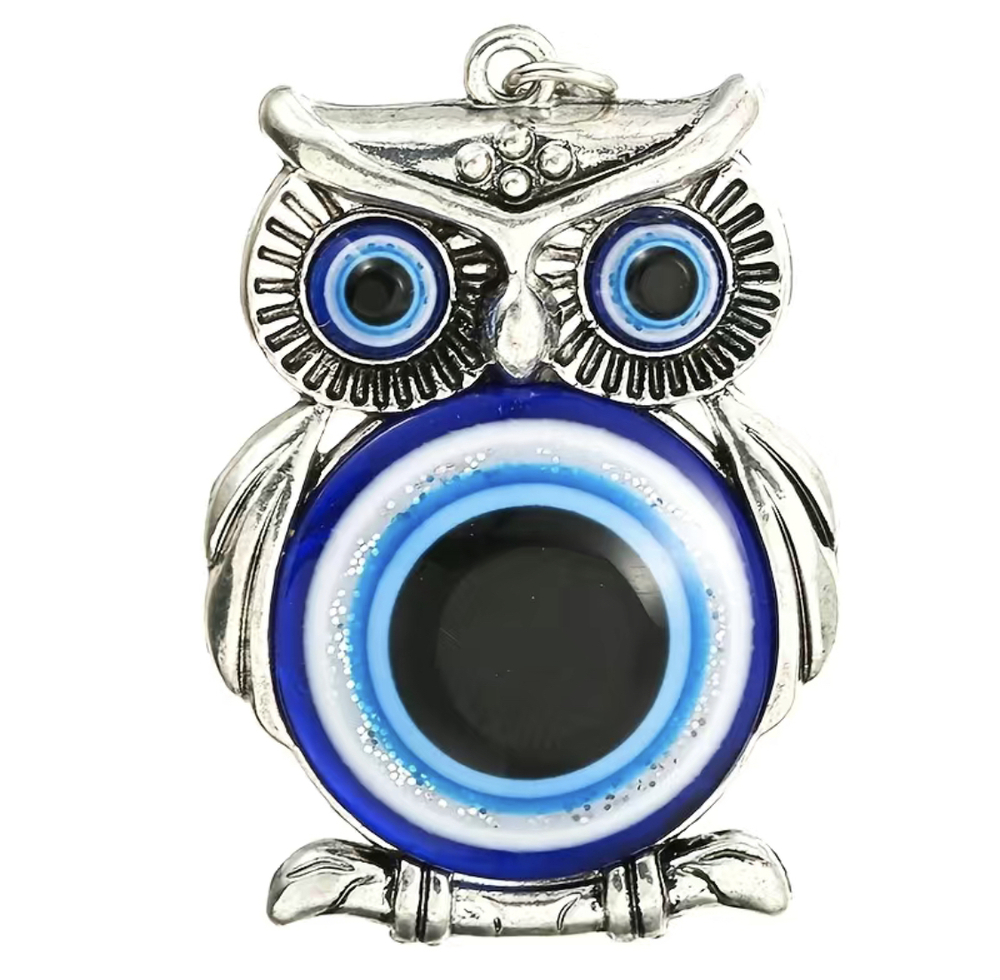 3/$25 Owl Evil Eye Stainless Steel Keychain NEW